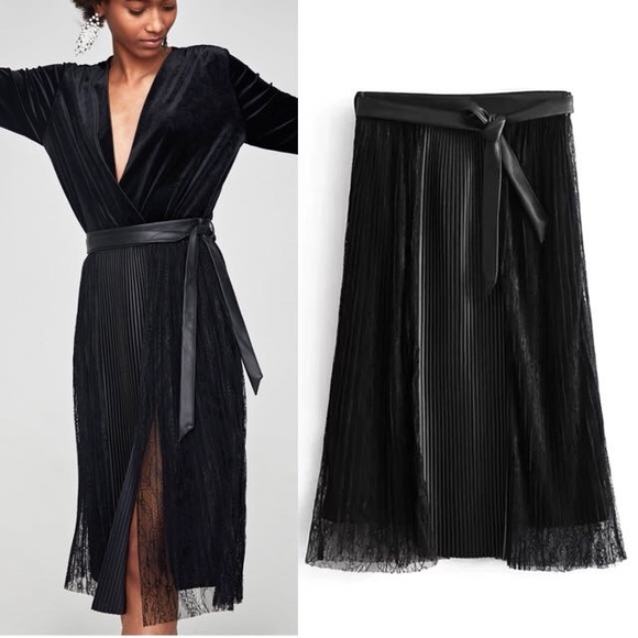 zara combined pleated dress